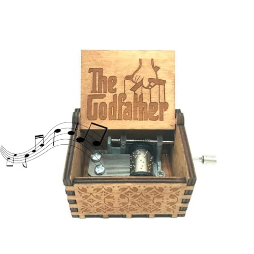 Image of Zesta God Father Wooden Musical Box Gift | Vintage Music Crank Mini Collectible for Girlfriend, Boyfriend, Husband, Wife | Unique Musical Gifts for Music Lovers | Classic Wooden Box