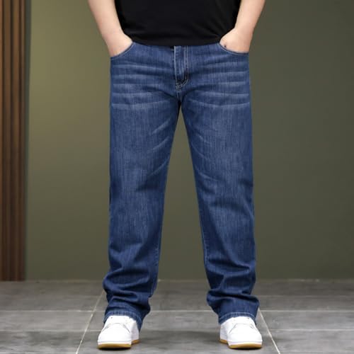 Jeans Pants Trousers Denim Large Embroidered Fat Stretch Straight Tube Business Commuter Loose Casual for Men2