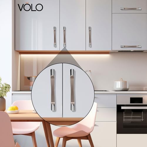 Image of VOLO Wardrobe Cabinet Handle - Sleek Pull Handle for Drawers, Wardrobes, Sliding Doors, and Cabinets in Kitchen, Bedroom, and Office (R-241) (2, Silver, 96MM (4 Inch))