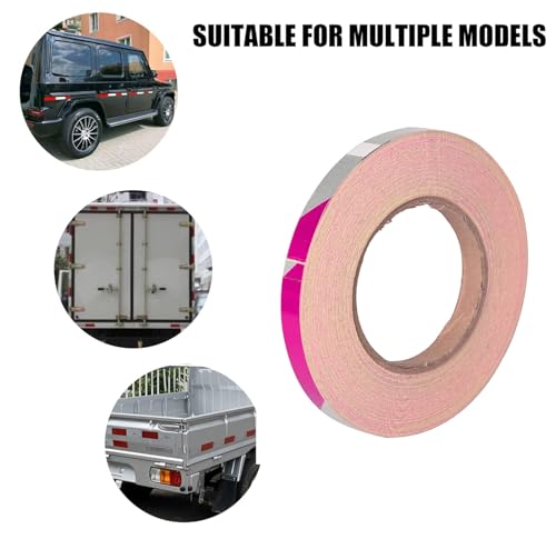 Image of WALLMATE Dual Shade Reflective Radium Strip for Car & Bike Waterproof Self Adhesive, Safety Sticker, Night Glow Tape for Helmet, Scooter & Cycle Decoration (Pink-Silver, 0.5 In x 45 Mtr (1771 in))