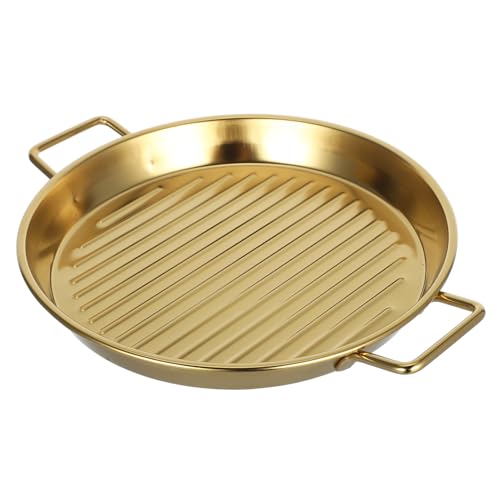 Veemoon Outdoor Picnic Plate Stainless Steel Dinner Plate Double Ears Chic Finish