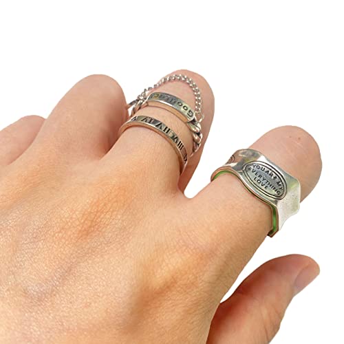 Ch.Yishi Handmade Vintage 925 Sterling Silver Wide Band Rings For Women/Men,Adjustable Thumb Finger Ring thumb #2