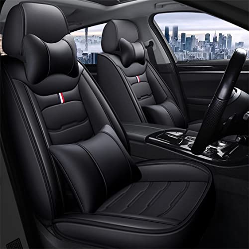 Yajomi Car Seat Covers Fit for Chevrolet Malibu 2000-2021 2 Front Seats Luxury Wear-Resistant Non-Slip Waterproof Faux Leather Cushion Cover Protectors Car Interior Accessories (Black)