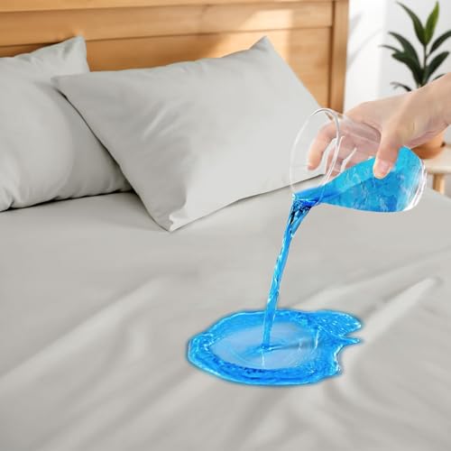 Hitime 100% Waterproof Mattress Protector California Twin-XL Size,Machine WashTerry Mattress Cover, Fitted Style with Deep Pockets(Light Gray)