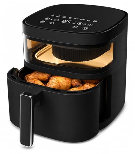 Freidora de Aire 6 Litros 1700W - Digital con Panel Táctil - Tecnología 360° - Temperatura Ajustable 80°-200°C - Temporizador 60 Min - Cocina Rápida