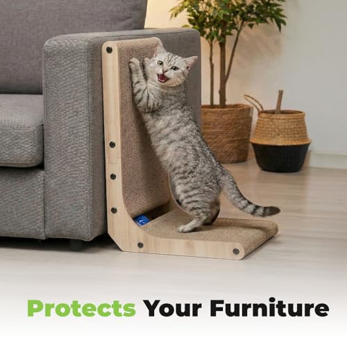 Image of Best Pet Supplies Catify Cat Scratcher, Fun Interactive Scratchers, Posts, Poles, Claw Safe, Furniture Saver Indoor Play Support Natural Cat Behaviors Heavy Duty - L-Shape - H: 26 inch