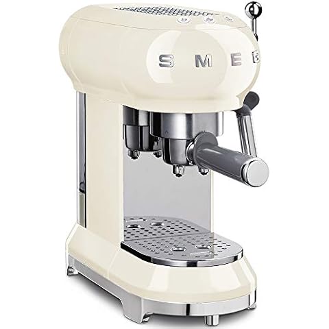 Smeg ECF01CRUK 50's retro style espresso coffee machine, stainless steel filter holder, an anti-drip system, 1L, Cream Cover