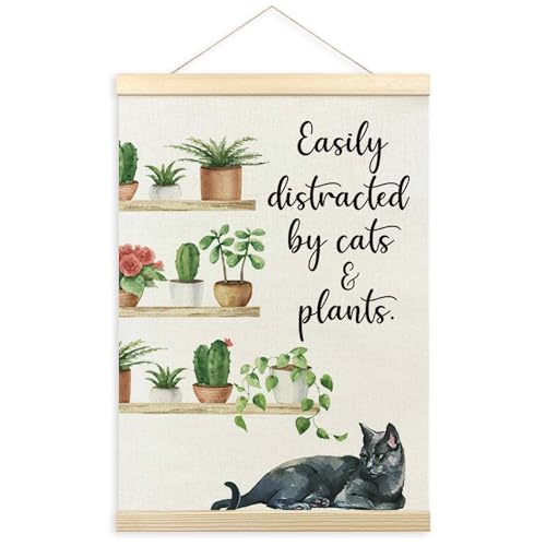 Marco para colgar pósteres TLESKE de madera para amantes de los gatos y plantas
