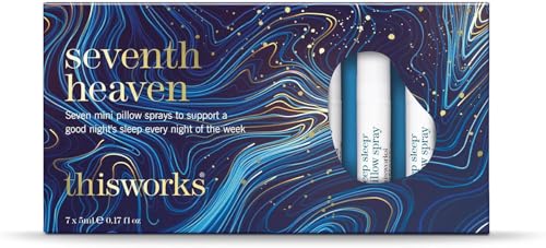 This Works Seventh Heaven Gift Set - Deep Sleep Pillow Spray Infused with Lavender, Camomile and Vetivert - 7 x 5ml Mini Science-Backed Pillow Sprays to Aid Sleep, Perfect for Travel