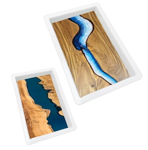 Large Epoxy Mold 15.8 * 9.8 * 3 Inch And 11.3 * 7.5 * 2 Inch, Cutting Board Molds For Epoxy Resin, Large Reusable Resin Mold For Coffee Table, River Table, Charcuterie Board, Art Panel