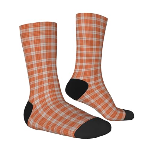 Burnt Orange Fashion Tartan Plaid Men'S And Women'S Unisex Crew Socks, Quick-Drying Fabric For Casual, Gym & Office Wear2