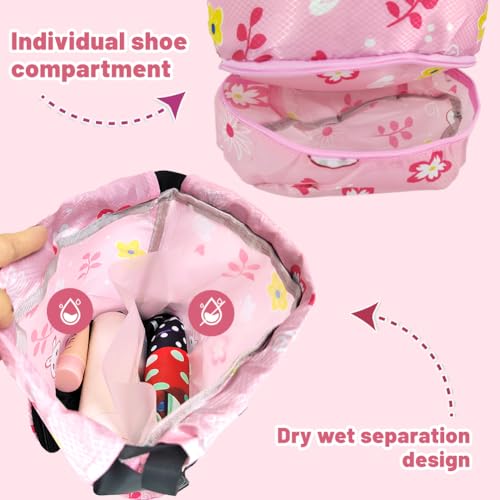 Kids Swimming Bag With Dry-Wet Separation and Shoe Compartment - Waterproof Drawstring Swim Bag for PE Beach, Boys and Girls (Style 1) - Image 4
