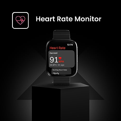 Image of HearFit Rex 1.90 inch Display Smart Watch, Bluetooth Calling, 120+ Sports Modes, Health Suite, Voice Assistance (Black)