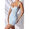 Women Dress Sexy Summer Halter Sleeveless Bodycon Casual Party Tank Top Dress Straps Midi Spaghetti Dress (Blue, Small)