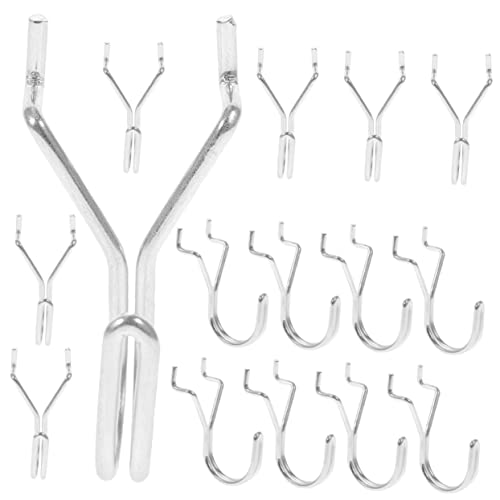 SOPOTUTU 15 piezas Ganchos de Metal para Panel Perforado Resistentes y Versátiles para Garaje Taller y Hogar Organizador de Herramientas Multiusos Diseño de Doble Brazo J Fácil Instalación