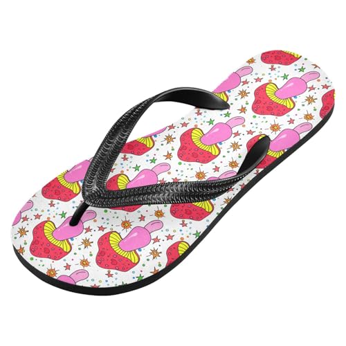 Mushroom Star Confetti White Flip Flops for Beach Thong Sandals Anti-slip Lightweight Shower Shoes for Travel Summer Outdoor2