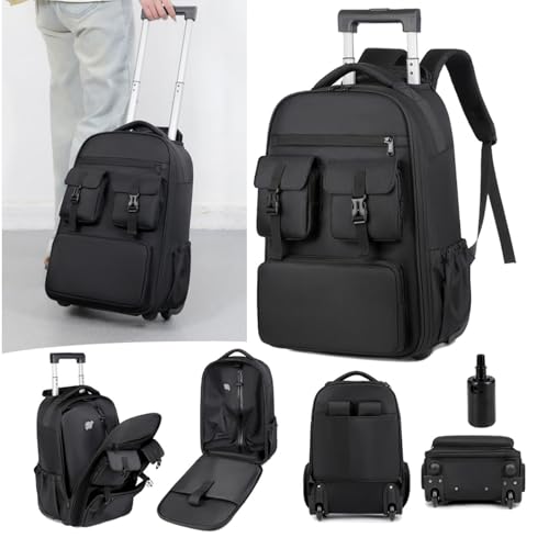 Hztyyier 30L Rolling Duffle Bag 180° Opening Concealed Handle Multifunctional Organization, Trolley Backpack for Business Trip4