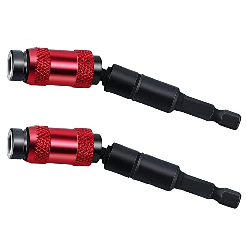 2 Pack Magnetic Swiveling Bit Tip Holder, 1/4" Pivot Drill Bit Holder Quick Release Flexible Screwdriver Bit Holder For Tight Spaces Or Corners (Red) #TOP9