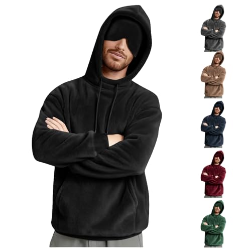 Hoodies with Eye Mask for Men Fuzzy Fleece Travel...