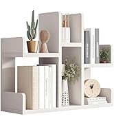 KUHEITAER Small Bookshelf, Desk Shelf, Walnut Desktop Bookshelf, Unique Design Desktop Office Sto...