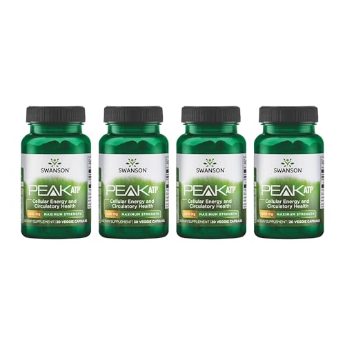 Image of Swanson Maximum Strength Peak ATP Cellular Energy Supplement for Athletes and Active Adults Seeking Performance and Recovery Support - 400 mg (30 Veggie Capsules, 4 Pack)
