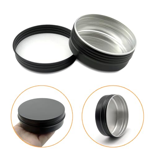 Wopanxye 6 szt. pustych aluminiowych słoików, 100 ml, 100 gramów, pustych pojemników na próbki kosmetyczne do podróży z nasadką śrubowa, 100 g czarne metalowe puszki do rzemiosła DIY, balsamy do ust