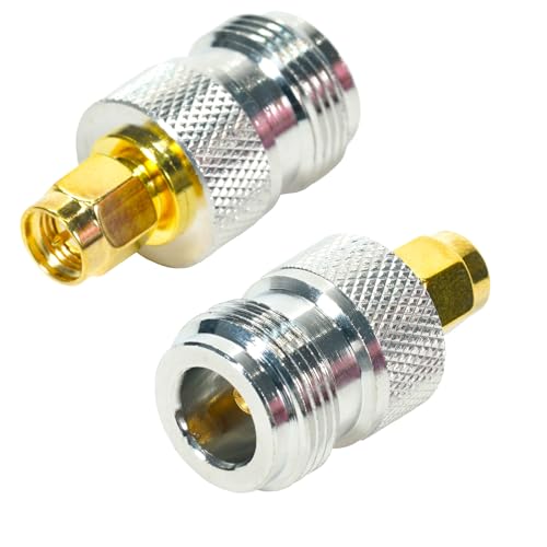 Fohevers 2 Pcs N Female Jack to SMA Male Plug Adapter for RF WiFi Antenna Extension Cable Telecom Coaxial Connector Broadcast Radios Wi-Fi