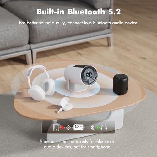 Image of [Officially Licensed] Tecaki Mini Projector, Portable Smart Projector with WiFi and Bluetooth, 180 Rotatable Stand, Auto Keystone & Electric Focus, 4K Supported