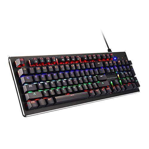 Mechanical Gaming Keyboard, FLAGPOWER 104 Keys Anti-Ghosting Computer Keyboard Wired with LED Backlit Keyboards Blue Switch Game Keyboard for Windows PC Gamers
