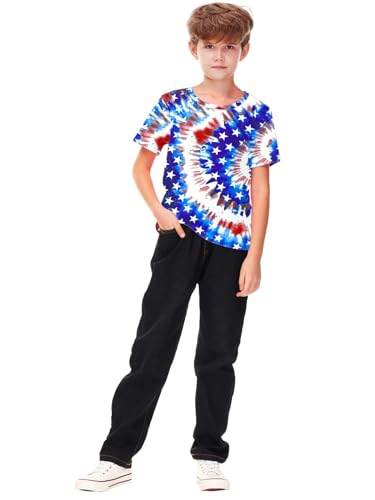 Image of Deerose Kids Striped Shirts Short Sleeve Boy Girls July 4th Patriotic Tee Top 3-14 Years