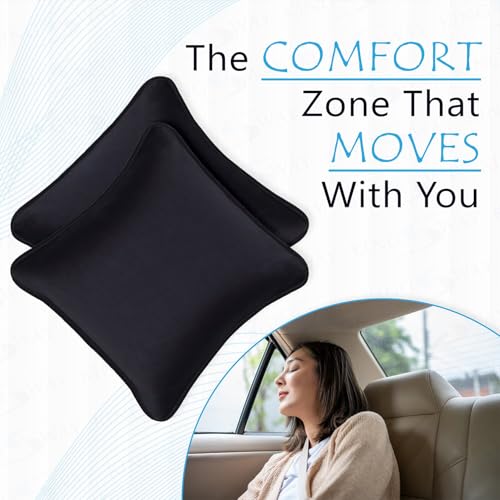 Image of Kingsway Memory Foam Car Seat Cushion Pillow, Pack of 2, Universal Fit for Long Drive Travel Comfort, Super Soft Suede Backrest Pillow with Head and Neck Support for Cars and SUVs, Chocolate