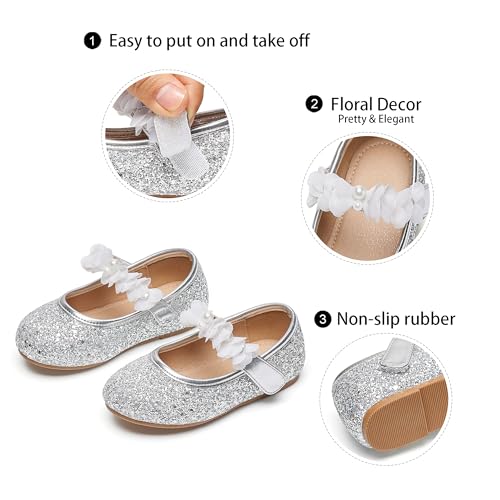 Image of GINFIVE Toddler Girls Dress Shoes Little Girls Mary Janes Ballerina Flats Shoes Toddler