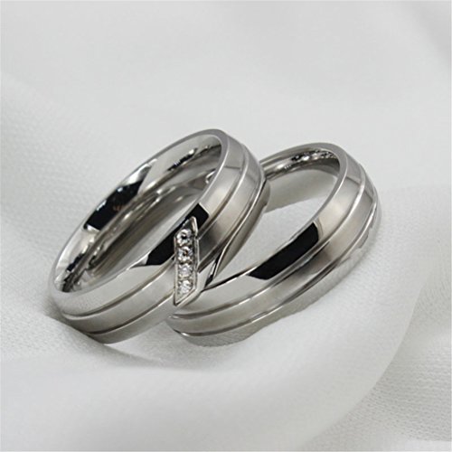 Inreng Stainless Steel Couples Silver Promise Engagement Wedding Band Rings For Women With Cz Stone Size 8 #TOP5