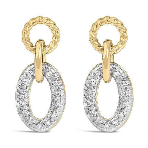 Gold Vermeil 1/10 Cttw Diamond Oval Link Earrings
