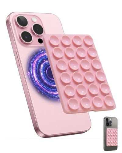 KAHZOR Rosa Soporte Móvil con Ventosa Magnética Compatible con MagSafe, Ventosa de Silicona para iPhone – Ideal para Selfies y Videos | Uso Manos Libres en Espejos y Superficies Lisas