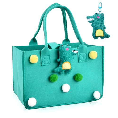 Anseom Bolsas de Compras de Fieltro, 30x20x18cm Grande Bolsas de Compras, Cesta de Fieltro Plegable con Asa, Bolsa de Fieltro para Juguetes Compras Periódicos