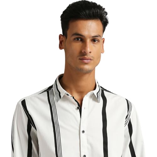 Image of Pepe Jeans Men's Casual Shirt | Striped Shirt for Men| Regular Fit | Vertical Stripes | Full Sleeve | Available in Plus Size