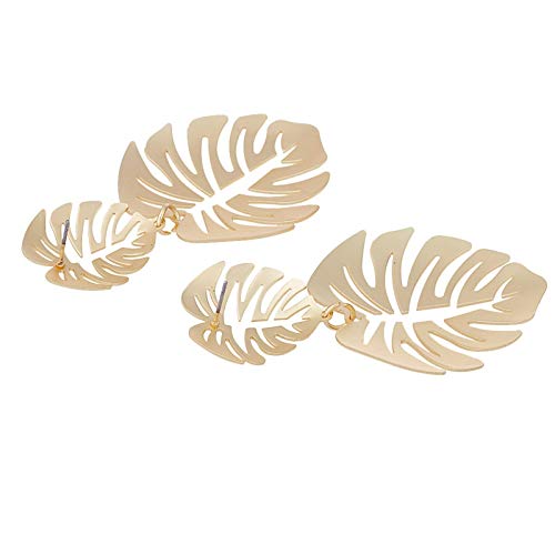 Gold Green Palm Leaf Dangle Earrings Tropical Monstera Leaves Eardrop for Women Bohemia Jewelry3