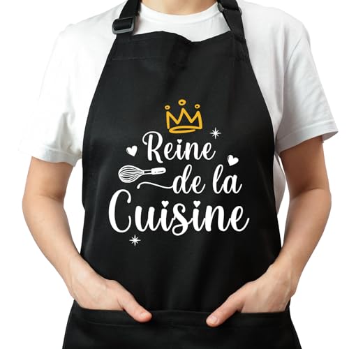 FUKPO Tablier Cuisine Femme Noir