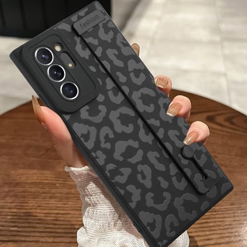 Image of Compatible with Samsung Galaxy Note 20 Ultra Case with Strap Wrist | Cheetah Print Shockproof Soft TPU Protective Cover for Women Girls, Slim Anti Scratch Case 6.9 Inch, Black