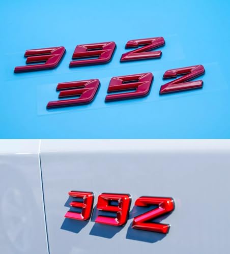 Image of Pair Set 392 Passenger & Driver Side Rear Badge Emblem Body Nameplate Raised Sticker Decal (Black Red)