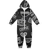 RPLIFE - overol de una pieza con capucha para niños, de manga larga con cierre, overoles de ajuste holgado para niños para invierno, Tazas de café negro, 12-13 Años