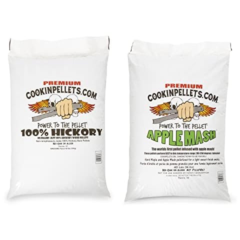 CookinPellets Premium Hickory Grill Smoker Smoking Wood Pellets, 40 Pound Bag Bundle with CookinPellets Apple Mash Hard Maple Smoker Smoking Wood Pellets, 40 Pound Bag Cover