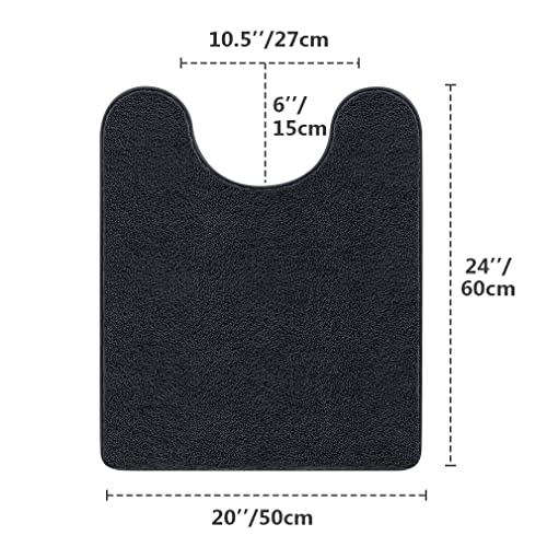 Image of VANZAVANZU Toilet Rugs for Bathroom U Shaped, Contour Bath Rugs for Toilet Bath Mats for Bathroom Non Slip Extra Soft Absorbant Microfiber Shaggy Thick Toilet Rugs U Shaped (U 20 inch*24 inch, Black)