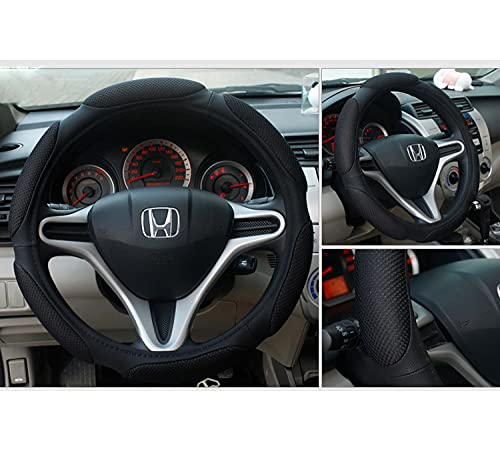 Image of HSR Car Accessories in Universal 15 inch Car Steering Wheel Cover, Emboss Holes, Microfiber, Anti-Slip Matte Finish, Soft Padding Great Hand Feel (Black)