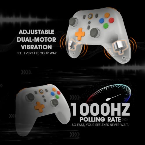 Image of Cosmic Byte Blitz Tri Mode Controller for PC, Hall Effect Triggers, 1000Hz Polling Rate, Adjustable Vibration, Turbo & Auto Turbo, Upgraded with Gyro, TMR Joystick, Software and Charging Dock Support (Retro)