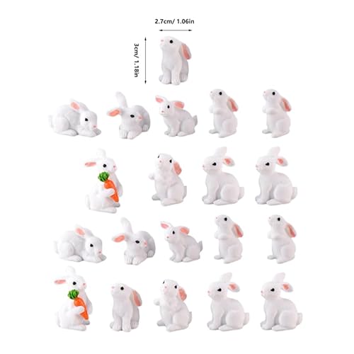 Toyvian 24-teiliges Mini-Hasen-Ornament-Set aus Kunstharz, Winzige Hasenfiguren für Miniaturlandschaften, Hasenzimmerdekoration, DIY-basteldekoration