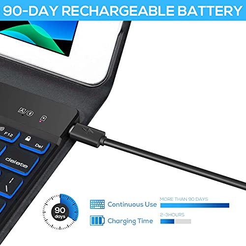 Ipad 9Th Generation Case With Keyboard, Slim Leather Folio Smart Cover For Ipad 2021 9Th & 8Th & 7Th & Air 3Rd Gen 7 Color Backlit Keyboard With Pencil Holder, Ipad 10.2 2021 & Air 10.5 Compatible #TOP3