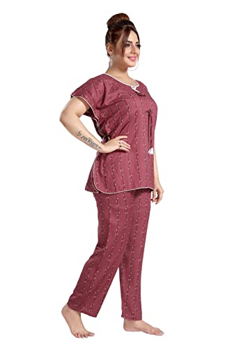 Image of Fabme Women's Cotton Printed Kaftan and Pyjama Set