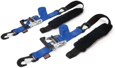 2in x 7ft Big Daddy Ratchet Tie-Downs w/Sheepskin Soft-Tye - Made in USA - 1,500 lb. Working Load Limit / 4,500 lb. Breaking Strength - Blue (Pair)